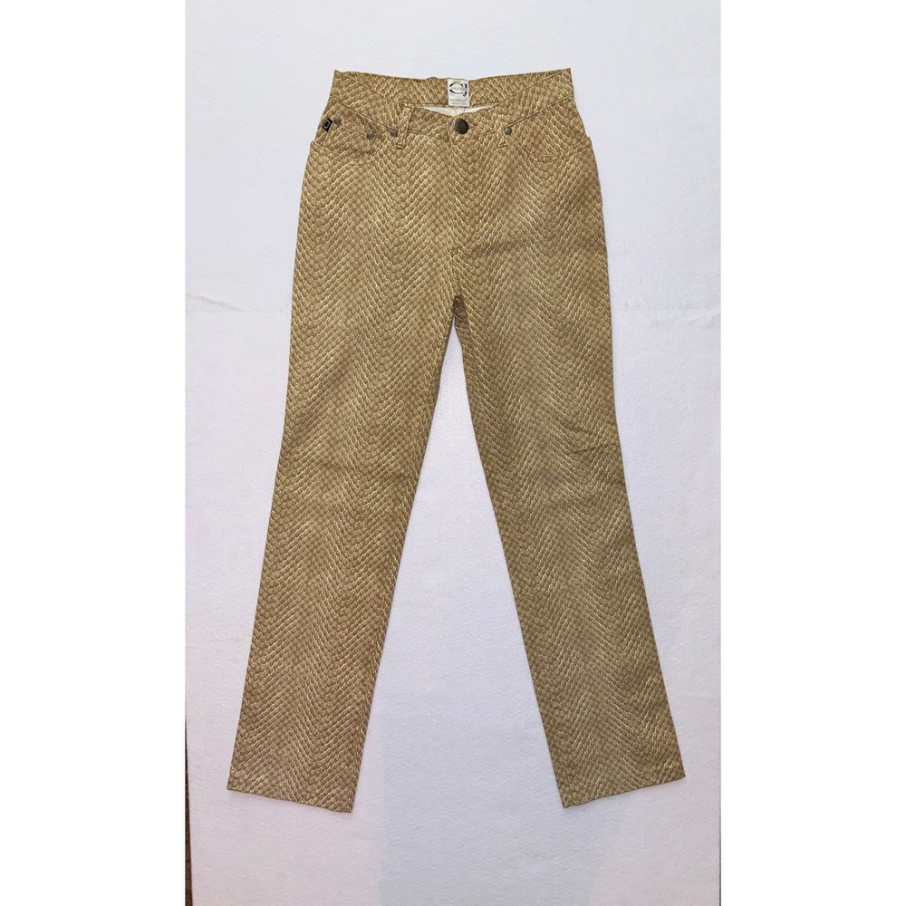 VTG Roberto Cavalli Jeans Italy Beige Snakeskin Python Print Straight Pants 28